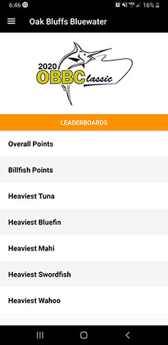 App leaderboard menu screen